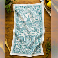 Load image into Gallery viewer, Patriotic Kitchen Towel America 250th Anniversary Commemorative Dish Towel Capitol Building Design Vintage Eagle Artwork Cotton Flour Sack Tea Towel Absorbent Kitchen Essential Semiquincentennial Celebration Gift Historical Americana Style