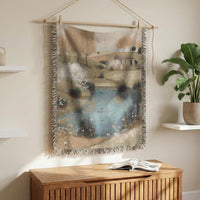 Load image into Gallery viewer, Woven Tapestry Throw Blanket – Farmhouse Cottage Landscape with Fringe