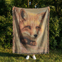 Load image into Gallery viewer, Vintage Fox Tapestry Woven Throw Blanket Rustic Cabin Textile Artistic Animal Portrait Design Soft Comfortable Home Accent Woodland Nursery Essential Cozy Bedroom Styling Perfect Nature Lover Gift Cottagecore Aesthetic Decorative Fringe