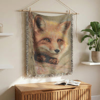 Load image into Gallery viewer, Fox Throw Blanket – Woven Vintage Tapestry for Woodland Nursery