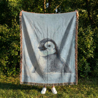 Load image into Gallery viewer, Penguin Woven Blanket – Cotton Throw Tapestry Nursery Wall Art
