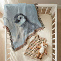 Load image into Gallery viewer, Penguin Woven Blanket – Cotton Throw Tapestry Nursery Wall Art