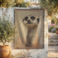 Load image into Gallery viewer, Meerkat Throw Blanket Gift Animal Lovers Woven Cotton Wildlife Tapestry Design Perfect Living Room Sofa Throw Cozy Comfort Blanket Soft Textured Surface Fringed Edges Photographic Portrait Detail Wall Hanging Display Bedroom Accent Safari