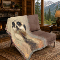 Load image into Gallery viewer, Cozy Comfort Throw Blanket Meerkat Wildlife Design Woven Cotton Tapestry Perfect Gift Animal Lovers Soft Textured Surface Fringed Edges Living Room Sofa Accent Bedroom Throw Wall Hanging Display Safari Theme Home Styling Premium Quality
