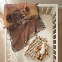 Load image into Gallery viewer, Lion Throw Blanket – Handwoven Cub Design Safari Nursery Wall Hanging