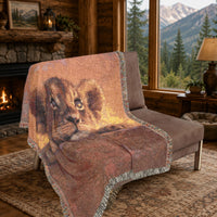 Load image into Gallery viewer, Lion Throw Blanket – Handwoven Cub Design Safari Nursery Wall Hanging
