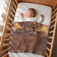 Load image into Gallery viewer, Lion Throw Blanket – Handwoven Cub Design Safari Nursery Wall Hanging