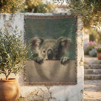 Load image into Gallery viewer, Koala Baby Blanket Handwoven Cotton Animal Theme Nursery Gift Soft Woven Textile Infant Comfort Essential Colorful Fringed Edges Vintage Wildlife Design Perfect Baby Shower Present Newborn Crib Bedding Toddler Bedroom Throw Gentle Tactile