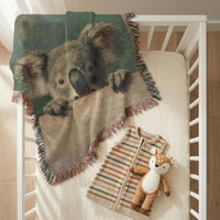 Load image into Gallery viewer, Koala Baby Blanket – Handwoven Cotton Animal Theme Nursery Gift