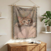 Load image into Gallery viewer, Custom Pet Blanket – Personalized Name Embroidered Woven Cotton