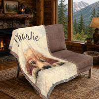Load image into Gallery viewer, Custom Pet Blanket – Personalized Name Embroidered Woven Cotton