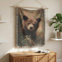 Load image into Gallery viewer, Bear Throw Blanket – 100% Cotton Woven Rustic Cabin Wildlife Tapestry