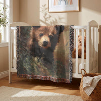 Load image into Gallery viewer, Bear Throw Blanket – 100% Cotton Woven Rustic Cabin Wildlife Tapestry