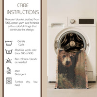 Load image into Gallery viewer, Bear Throw Blanket – 100% Cotton Woven Rustic Cabin Wildlife Tapestry