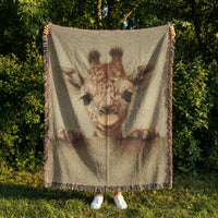Load image into Gallery viewer, Giraffe Nursery Blanket – Woven Cotton Boho Safari Throw with Fringe