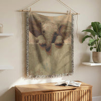 Load image into Gallery viewer, Elephant Throw Blanket – Safari Nursery Woven Cotton Gift
