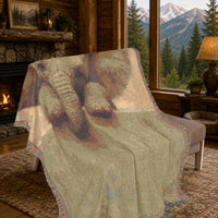 Load image into Gallery viewer, Elephant Throw Blanket – Safari Nursery Woven Cotton Gift