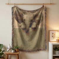 Load image into Gallery viewer, Elephant Throw Blanket – Safari Nursery Woven Cotton Gift