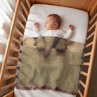 Load image into Gallery viewer, Elephant Throw Blanket – Safari Nursery Woven Cotton Gift