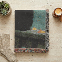 Load image into Gallery viewer, Black Cat Blanket – Handwoven Cotton Throw with Boho Mosaic Design
