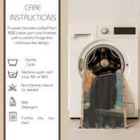 Load image into Gallery viewer, Black Cat Blanket – Handwoven Cotton Throw with Boho Mosaic Design