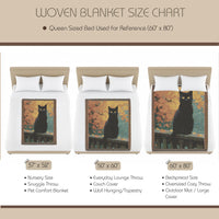 Load image into Gallery viewer, Black Cat Blanket – Handwoven Cotton Throw with Boho Mosaic Design