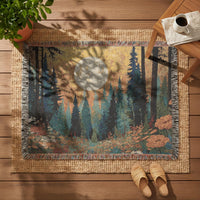 Load image into Gallery viewer, Forest Tapestry Blanket – Woven Moon Landscape Rustic Cabin Throw