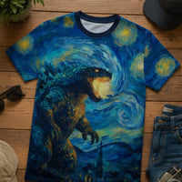 Load image into Gallery viewer, Mythical Beast Van Gogh Shirt – Starry Night All Over Print Kaiju Art Tee