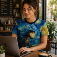 Load image into Gallery viewer, Mythical Beast Van Gogh Shirt – Starry Night All Over Print Kaiju Art Tee
