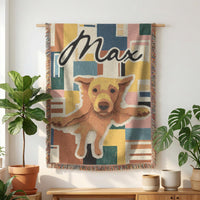 Load image into Gallery viewer, Custom Pet Blanket – Woven Cotton Personalized Portrait Throw