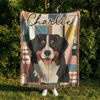 Load image into Gallery viewer, Custom Pet Blanket – Woven Cotton Personalized Portrait Throw