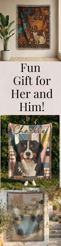Load image into Gallery viewer, Custom Pet Blanket – Woven Cotton Personalized Portrait Throw