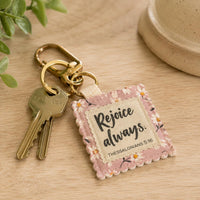 Load image into Gallery viewer, Scripture Tag Bible Verse Charm Christian Bag Accessory Faith Reminder Daily Encouragement Metal Clasp Attachment Secure Zipper Pull Handmade Religious Gift Floral Border Design Colorful Pattern Inspirational Message Proverbs Psalm Genesis