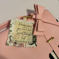 Load image into Gallery viewer, Faith Gift Scripture Charm Bible Verse Tag Christian Accessory Religious Present Perfect Church Friends Women Teens Metal Clasp Attachment Handmade Bag Charm Purse Accessory Backpack Clip Floral Border Design Inspirational Message Daily