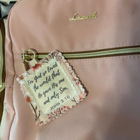 Load image into Gallery viewer, Bible Verse Bag Charm – Scripture Tag with Metal Clasp Attachment