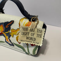 Load image into Gallery viewer, Bible Verse Bag Charm – Scripture Tag with Metal Clasp Attachment