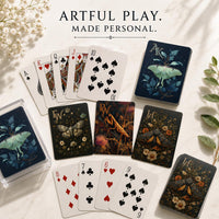 Load image into Gallery viewer, Custom Playing Cards Personalized Monogram Design Vintage Botanical Moth Illustration Premium Quality Deck Perfect Gift For Card Game Enthusiasts Poker Night Essential Victorian Style Standard Size Bicycle Quality Construction Unique