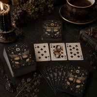 Load image into Gallery viewer, Personalized Monogram Playing Cards Custom Wedding Favor Gift Vintage Botanical Moth Design Victorian Style Deck Premium Quality Construction Standard Poker Size Bicycle Grade Cards Perfect Anniversary Present Game Night Essential
