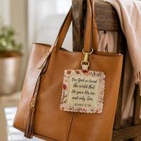 Load image into Gallery viewer, Christian Bag Charm Faith Accessory Bible Verse Tag Scripture Message Inspirational Gift Metal Clasp Attachment Purse Charm Backpack Clip Handmade Religious Item Floral Border Design Colorful Faith Reminder Proverbs Psalm Thessalonians