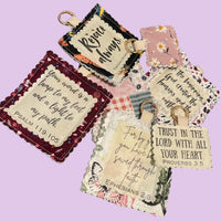 Load image into Gallery viewer, Bible Verse Bag Charm – Scripture Tag with Metal Clasp Attachment
